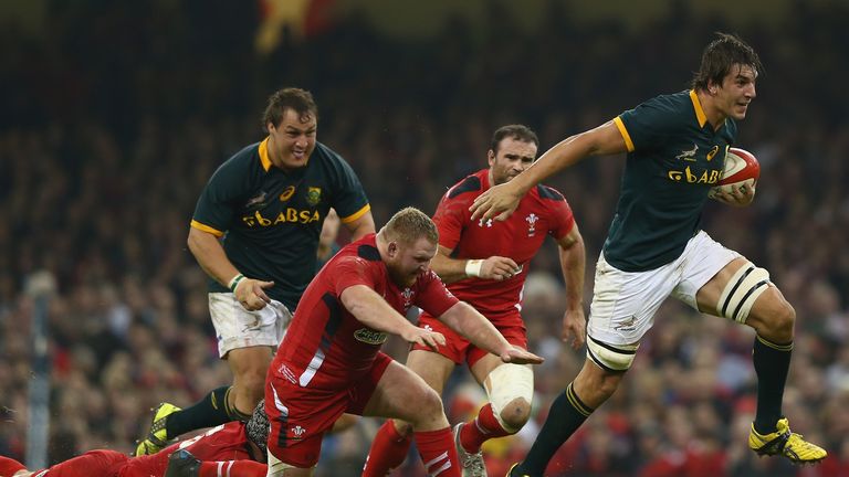 South Africa lock Eben Etzebeth leaves Samson Lee in his wake