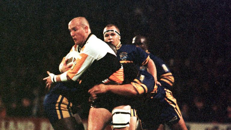 Castleford's Dale Fritz is tackled during their win over Leeds in the 1999 elimination semi-final