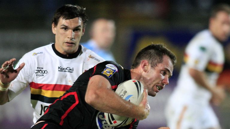 Pat Richards is tackled during Wigan's play-off win over Bradford in 2007