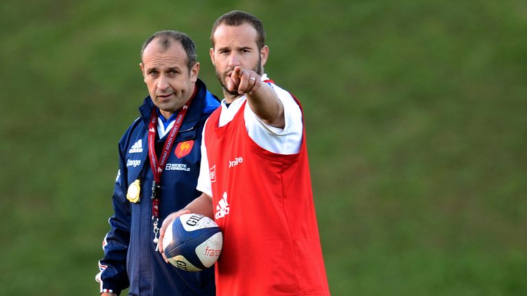 France head coach Philippe Saint-Andre and Frederic Michalak