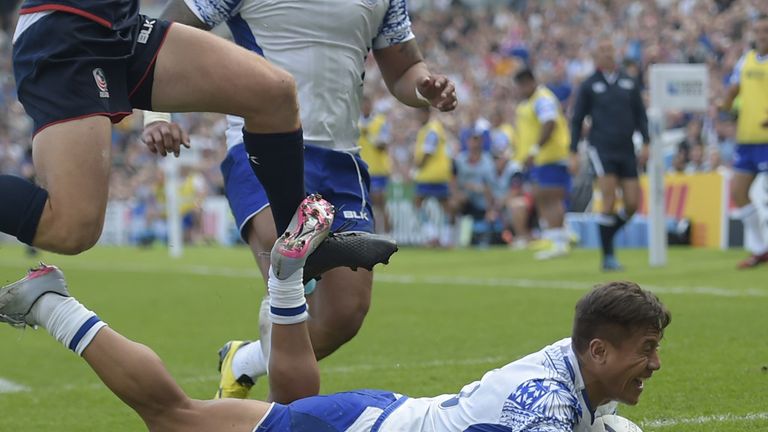 Tim Nanai-Williams crossed for the first try for Samoa.