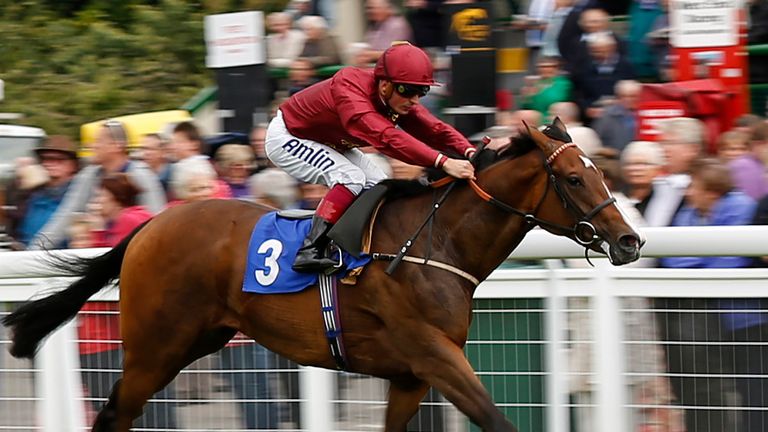 Andrea Atzeni rides La Rioja to victory in the Country Gentlemen's Association Dick Poole Fillies' Stakes at Salisbury