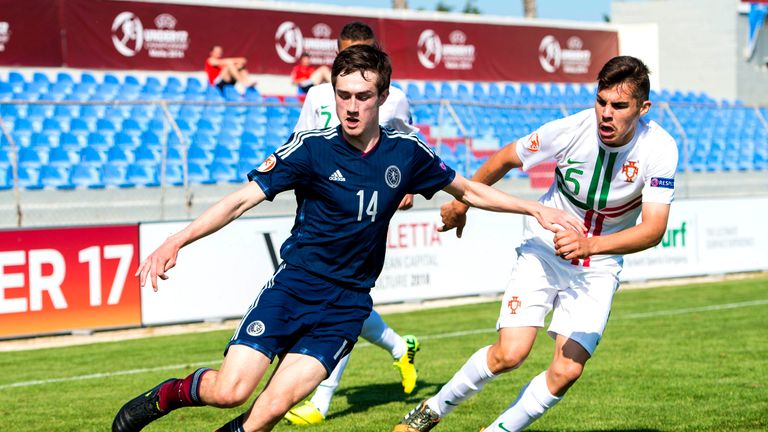 Ryan Hardie (left) left the Scotland U19 camp after their 1-1 draw with Bulgaria on Wednesday to return to Glasgow