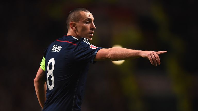 Scott Brown of Scotland in action during the EURO 2016 Qualifier Group D match between Scotland and Rebublic of Ireland