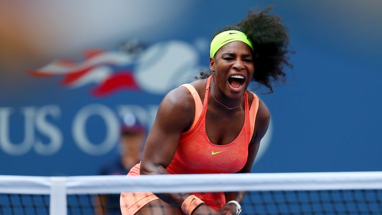 Serena Williams of the United States reacts against Kiki Bertens of the Netherlands during their Womens Singles Second Round 