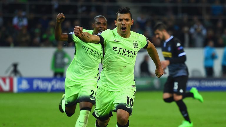 Sergio Aguero of Manchester City celebrates 