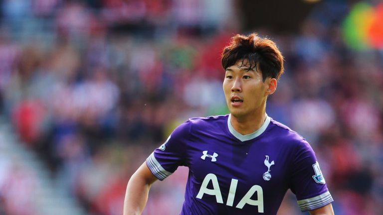 Son Heung-Min in action during the Barclays Premier League match between Sunderland and Tottenham