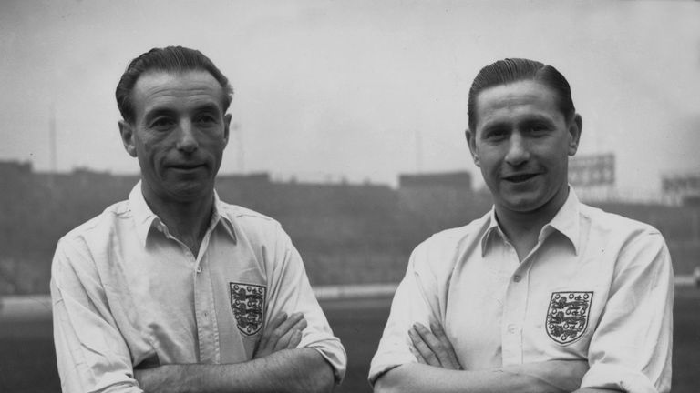 Stanley Mortensen (right) with Stanley Matthews during their England days