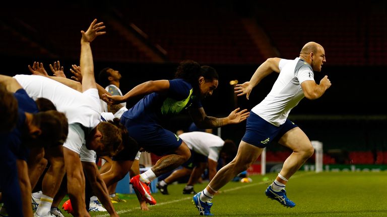 Captain Stephen Moore and Australia trained at the Millennium Stadium on Tuesday