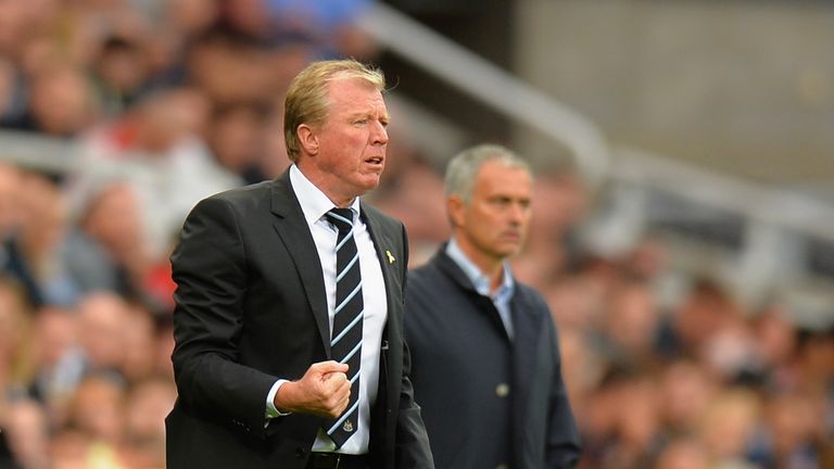 Steve McClaren manager of Newcastle United looks on during the Barclays Premier League match v Chelsea at St James' Park