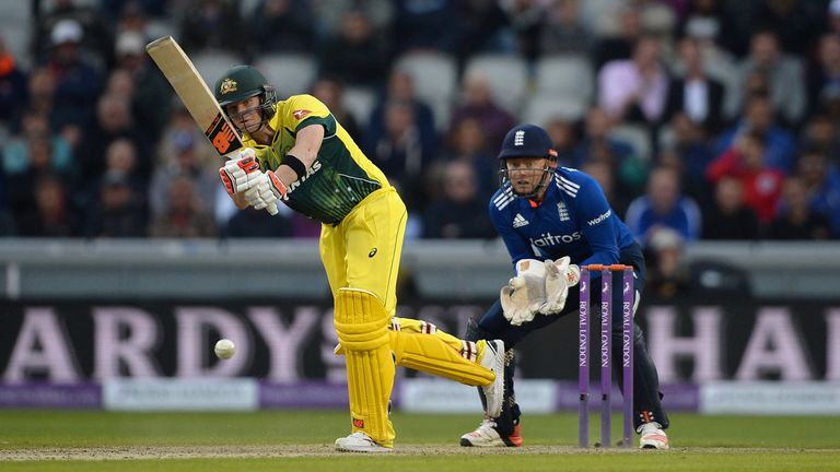 Steve Smith was one of five wickets for England's spinners as Australia lost the third ODI