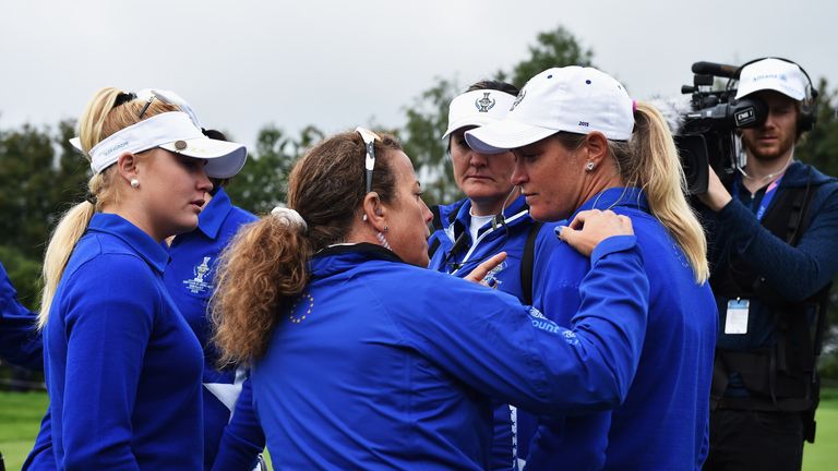 Suzann Pettersen's (right) conduct did not go down well with the Americans on Sunday