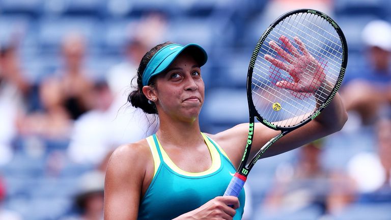Madison Keys of the United States celebrates after defeating Tereza Smitkova of the Czech Republic at the US Open