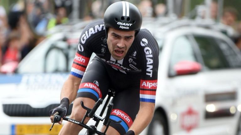 Tom Dumoulin action on the Stage 17 Time Trial of the 2015 Vuelta a Espana
