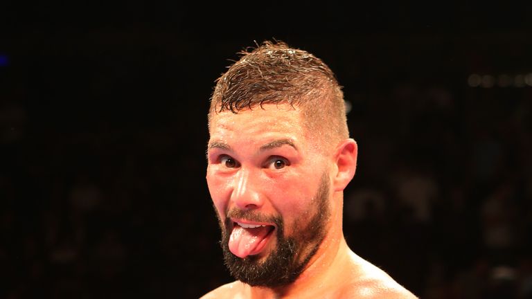 LIVERPOOL, ENGLAND - JUNE 26: Tony Bellew celebrates beating Ivica Bacurin during their Super Middleweight contest at the Echo Arena on June 26, 2015 in Li