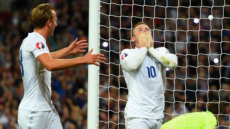 Wayne Rooney celebrates scoring his 50th England goal