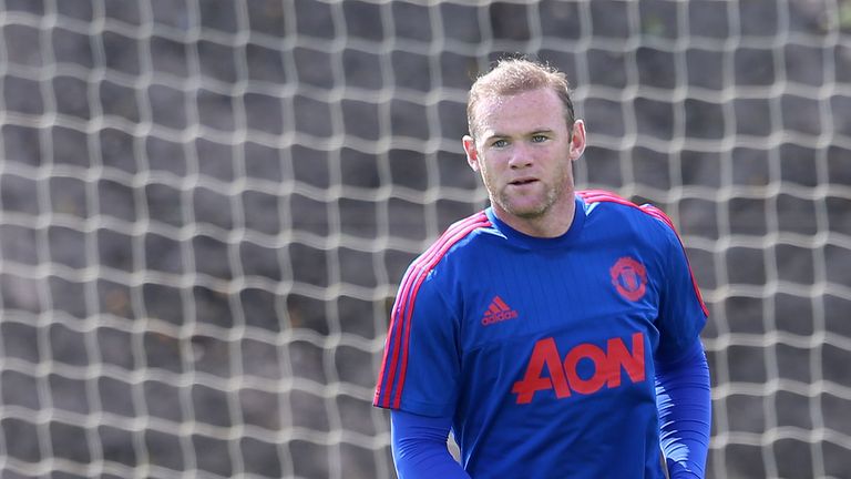 Wayne Rooney of Manchester United in action during a first team training session at Aon Training Complex, Carrington