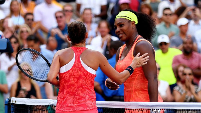 Williams congratulates Roberta Vinci following her shock win 