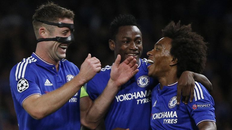 Gary Cahill congratulates Willian