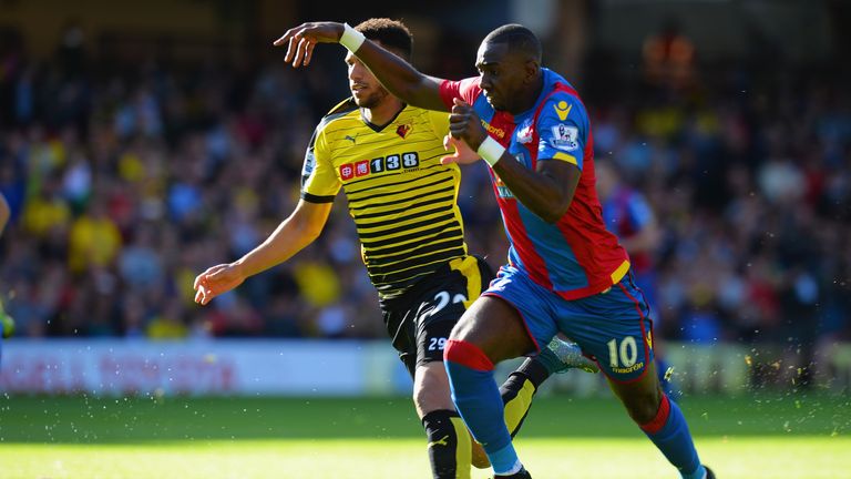 Etienne Capoue of Watford and Yannick Bolasie of Crystal Palace