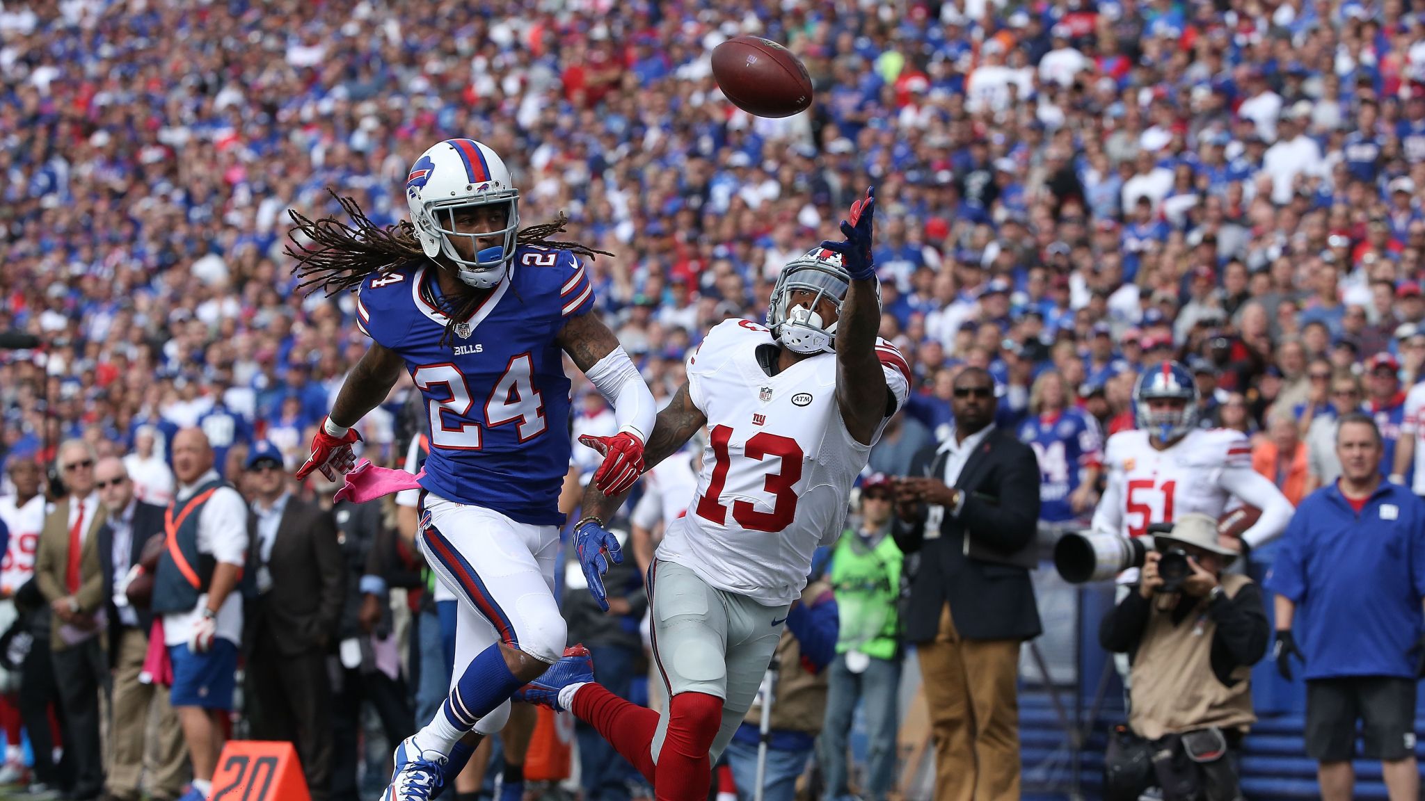 Odell Beckham Jr. Repeats the Amazing One-Handed Catch..Out of Bounds, Giants vs. Bills