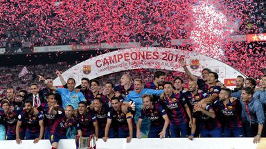 Barcelona celebrate winning the Copa del Rey last season