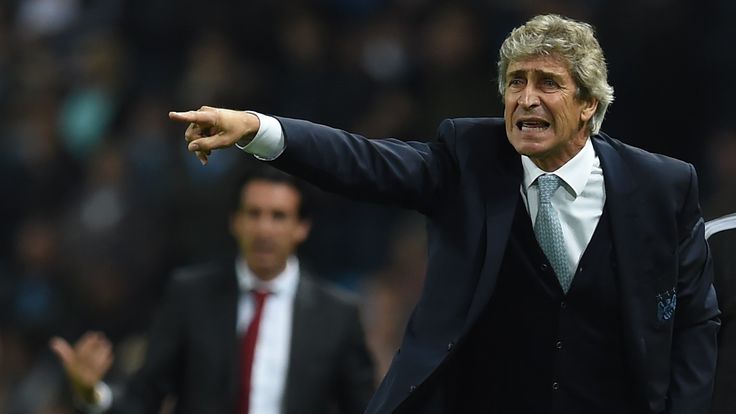 Manchester City's Manuel Pellegrini gestures