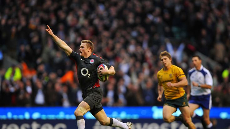 England's Chris Ashton runs in to score his second try against Australia in November 2010