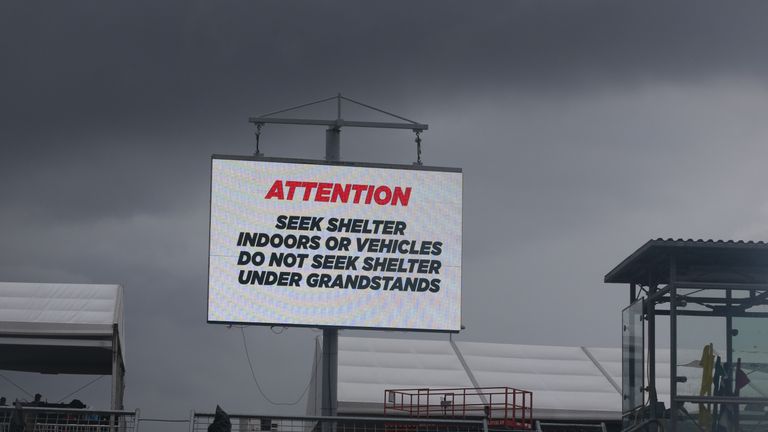 The warning issued to fans in the grandstands