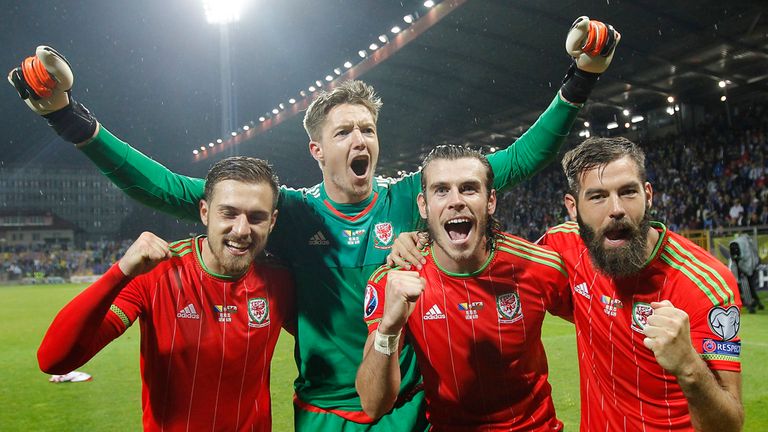 Gareth Bale and his Wales team-mates celebrate
