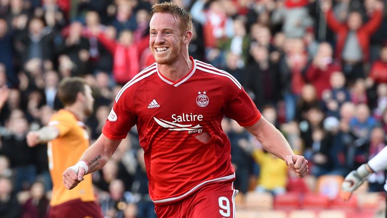 Joy for Aberdeen's opening goalscorer Adam Rooney