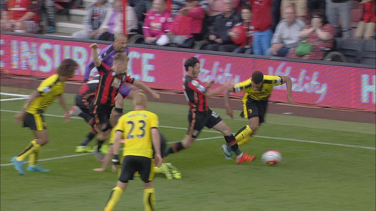 Adam Smith won a penalty for Bournemouth following Etienne Capoue's tackle on him