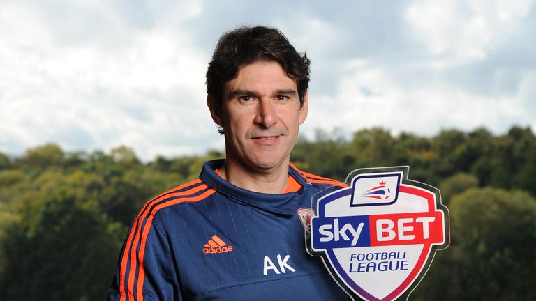 Sky Bet Championship Manager of the Month for September 2015 - Middlesbrough's Aitor Karanka with his award