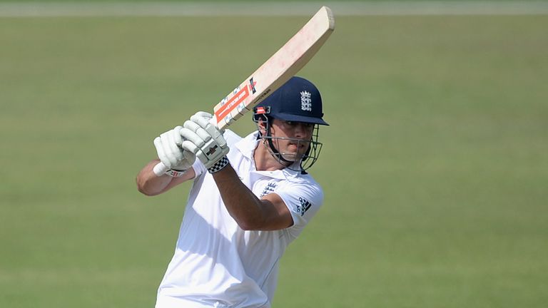 England captain Alastair Cook bats during day one of the tour match between Pakistan A and England at Sharjah 