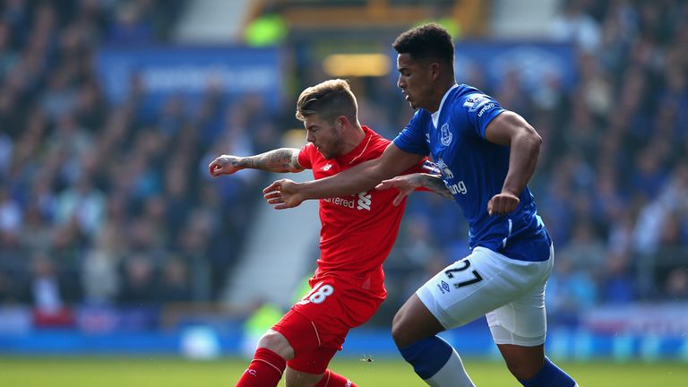Alberto Moreno is closed down by Tyias Browning 