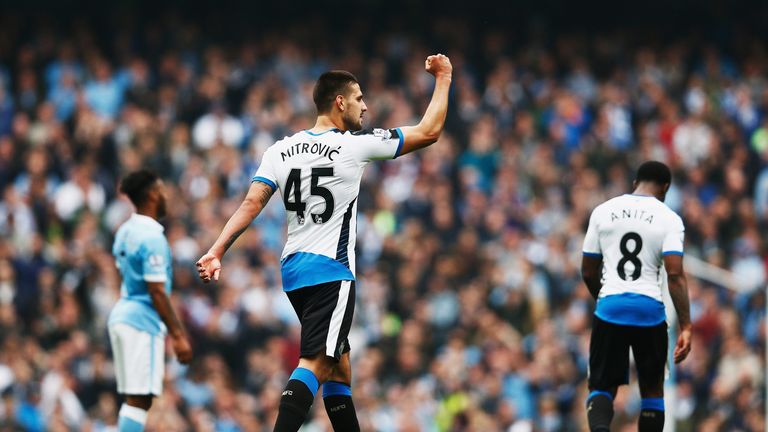 Aleksandar Mitrovic of Newcastle United celebrates