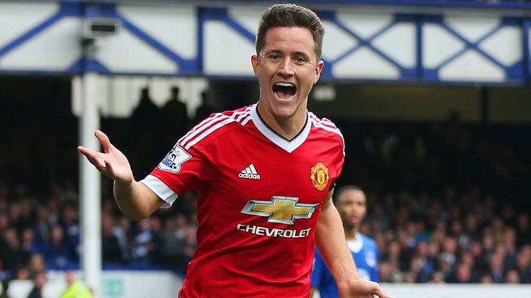 Ander Herrera of Manchester United celebrates scoring his team's second goal