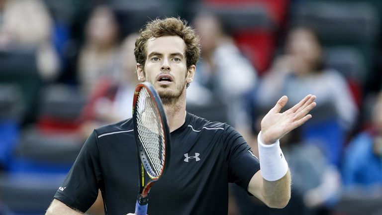 Andy Murray of Great Britain celebrates winning his men's singles second round match against Steve Johnson of the United Sta