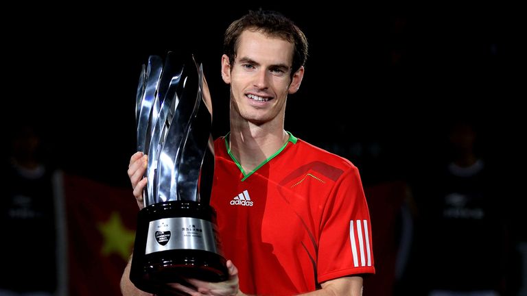 Andy Murray after defeating David Ferrer of Spain during the final of the Shanghai Masters