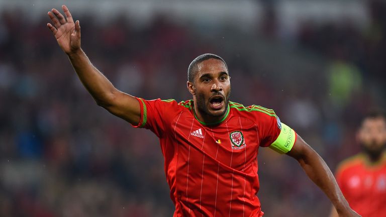 Wales captain Ashley Williams in action during Euro 2016 qualifier between Wales and Belgium