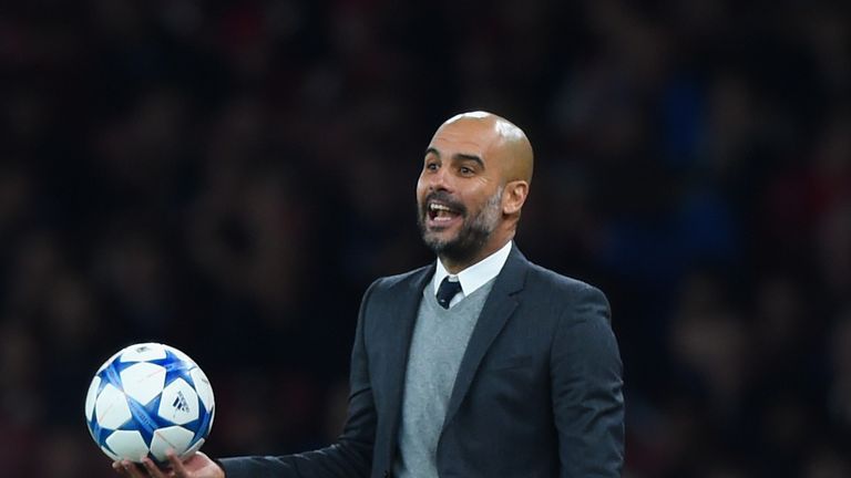 Bayern Munich boss Pep Guardiola during the Champions League game against Arsenal