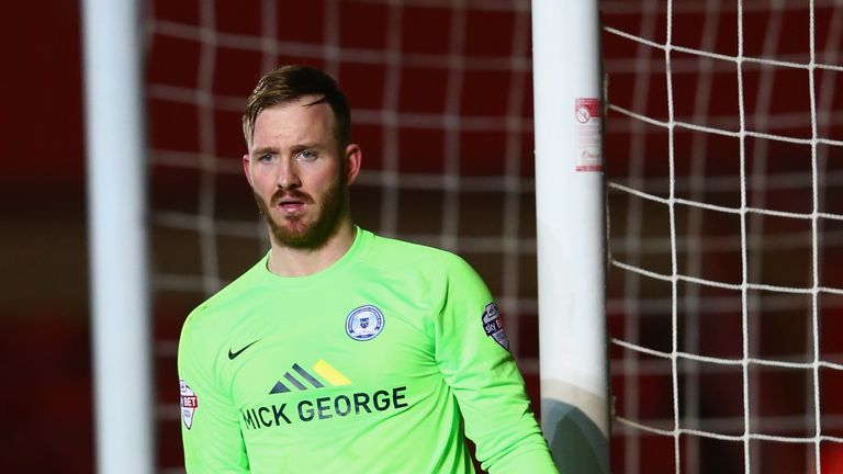 Ben Alnwick of Peterborough United during the League One match against Bristol City at Ashton Gate on February 17, 2015.
