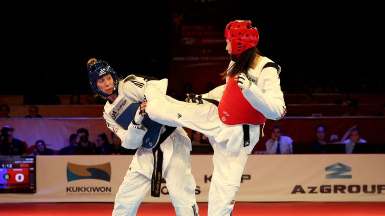 Great Britain's Bianca Walkden (left) in action against China's Shuyin Zheng