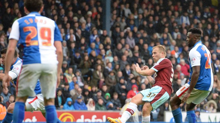 Burnley's Scott Arfield scores against Blackburn