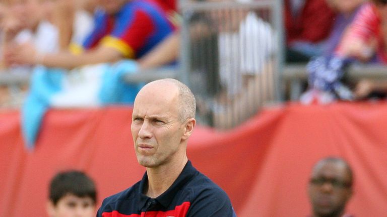 Head Coach Bob Bradley of the United States watches his team lose to Spain at Gillette Stadium on June 4, 2011 in Foxboro