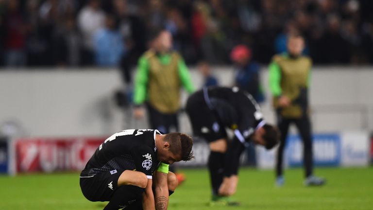 Granit Xhaka of Borussia Monchengladbach looks dejected