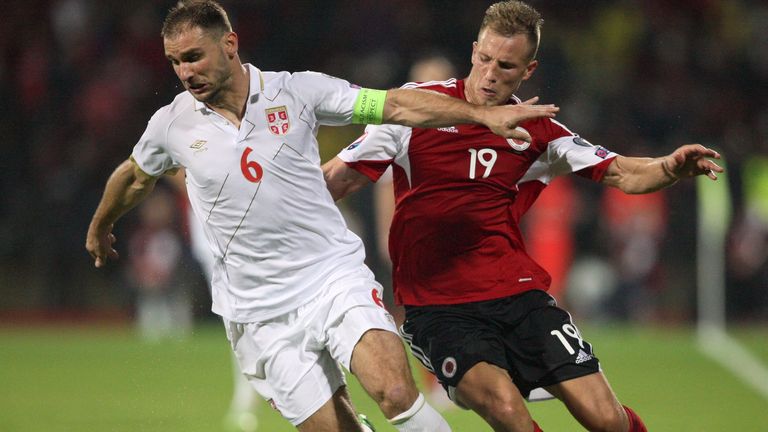 Branislav Ivanovic was substituted in the second half for Serbia against Albania