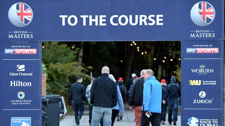 WOBURN, ENGLAND - OCTOBER 08:  Golf fans making their way onto the course during the first round of the British Masters at Woburn Golf Club
