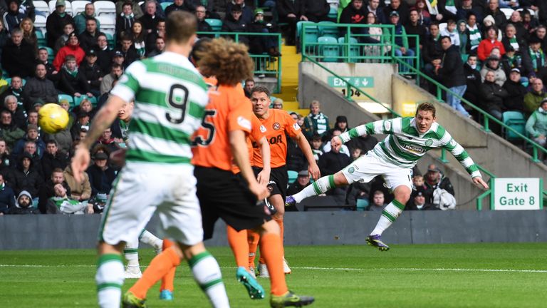 Commons fires home his side's fourth goal of the game with a fine effort