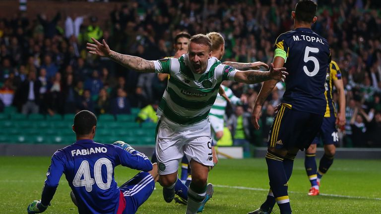  Leigh Griffiths of Celtic celebrates scoring during the UEFA Europa League match between Celtic FC and Fenerbahce SK at Ce